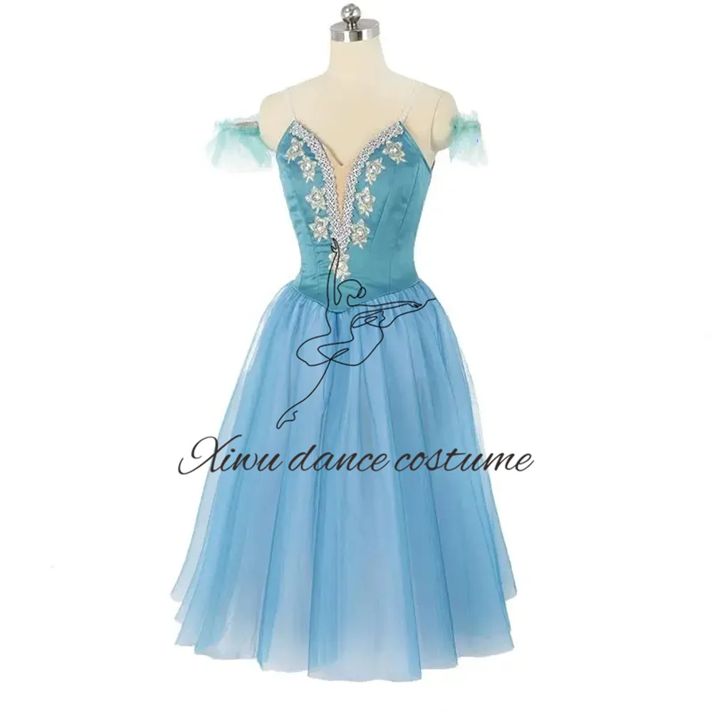 지젤 발레 스커트 농부 변형 롱 드레스 하이 엔드 개인 맞춤 성인 어린이 로얄 블루 그라데이션 블루 롱 드레스