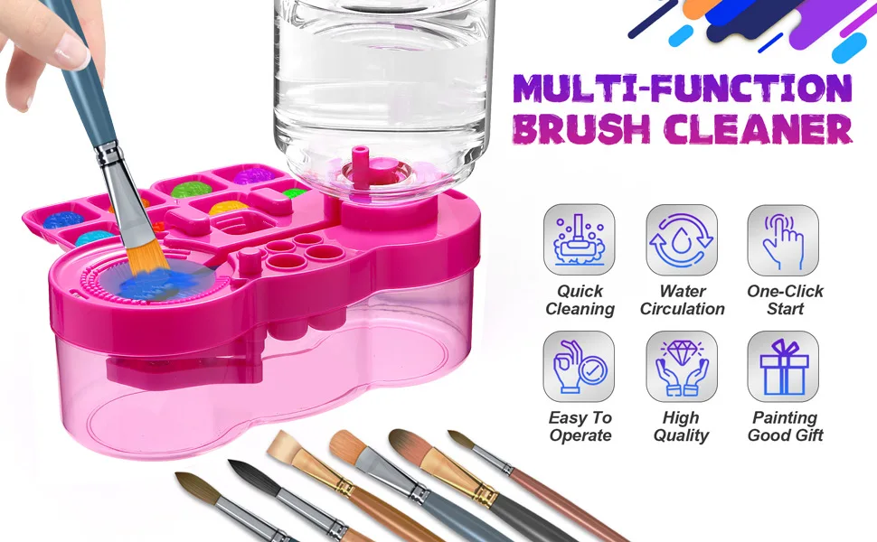 Neue Pinsel Reiniger Mit Ablauf Taste Automatische Wasser Zirkulation Pinsel Reinigung Maschine Reinigung Eimer Kunst Werkzeuge – Detail 1