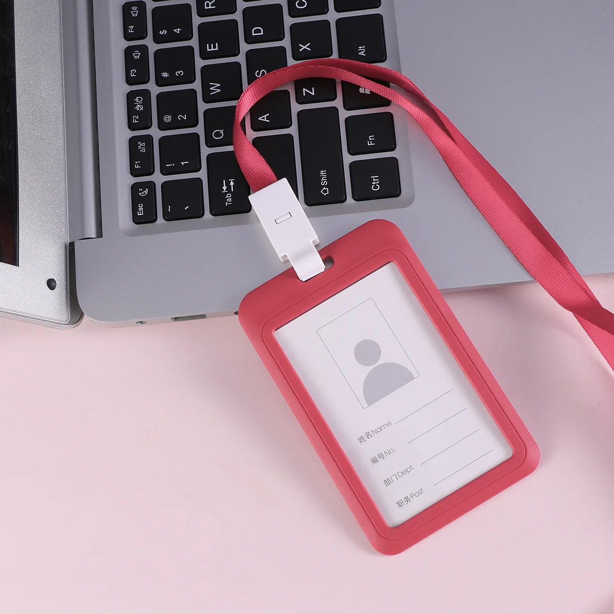 

Badge Holder Lanyard Hanging Rope Red Business Card Id Badge Pass Case Clear Window for Work School Lanyard