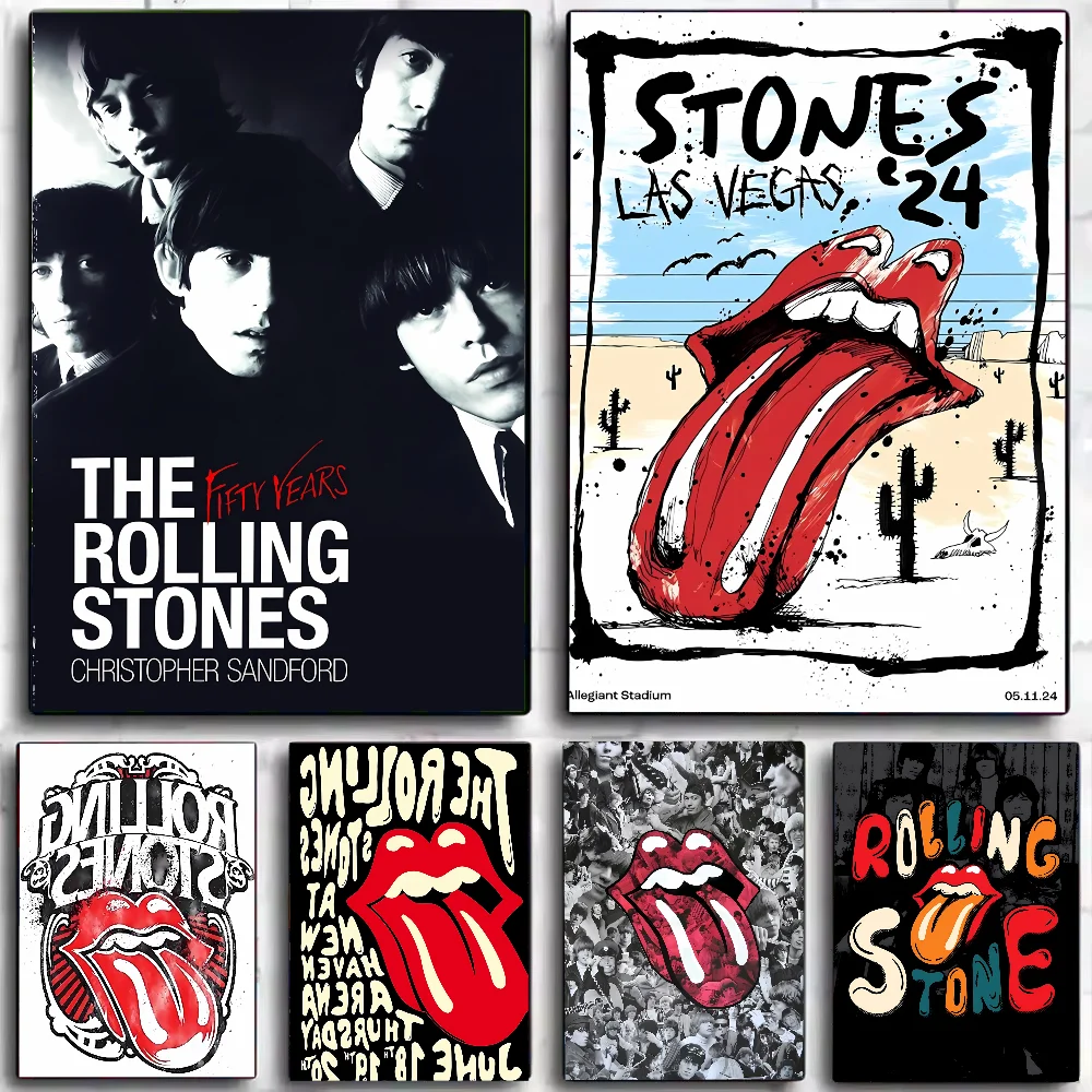 Póster de piedras enrolladas R Vintage, estrella de música Rock, arte autoadhesivo, pegatina de papel impermeable, decoración de pared de habitación, cafetería, Bar, 1 ud.