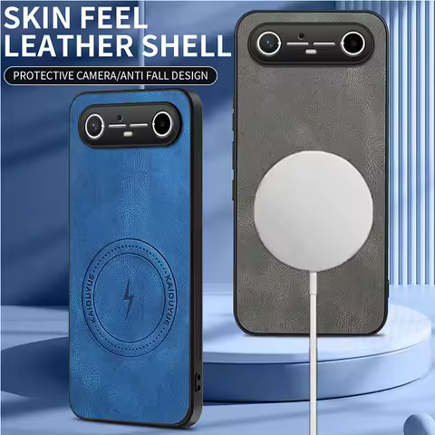 For Magsafe Magnetic Wireless Charging Case For Tecno Spark Go Slim 5G PU Leather Shockproof Cover For TECNO Camon 40 30 Pro 5G