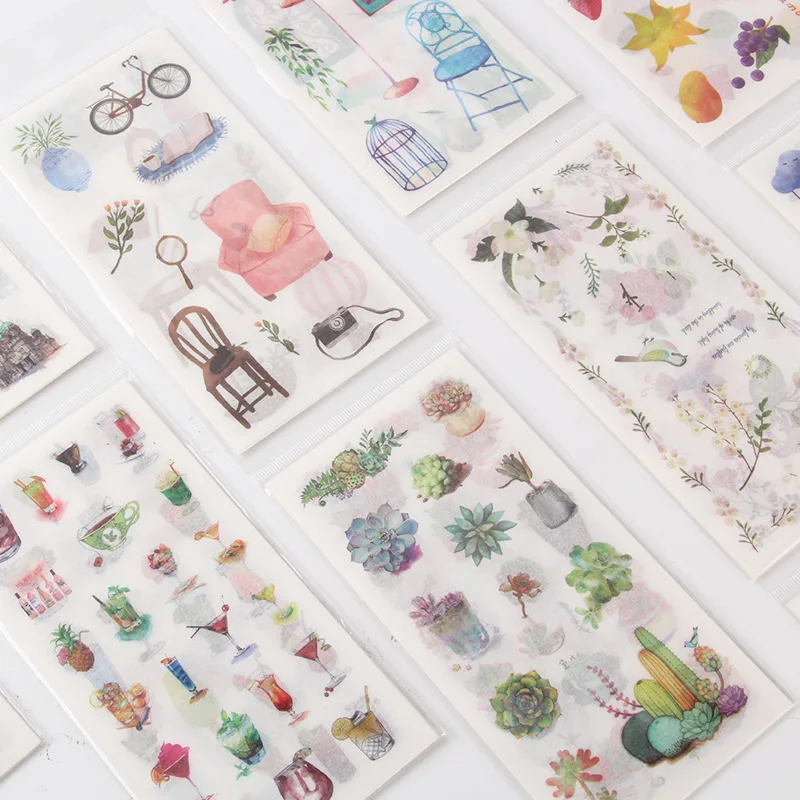 6 Sheets/set, Creative Hand Account Stickers, Small Fresh and Cute Diary Hand Account DIY Goo Plate Decorative Sticker Set
