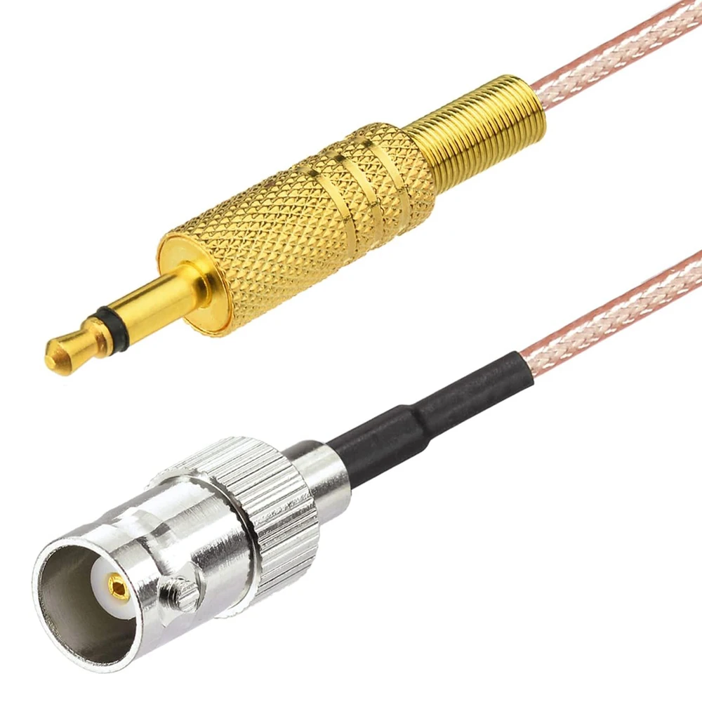 BNC laki-laki perempuan ke 3.5mm 1/8 "Mono TS steker laki-laki adaptor Stereo kabel koaksial Audio daya RG316 untuk Radio gelombang pendek