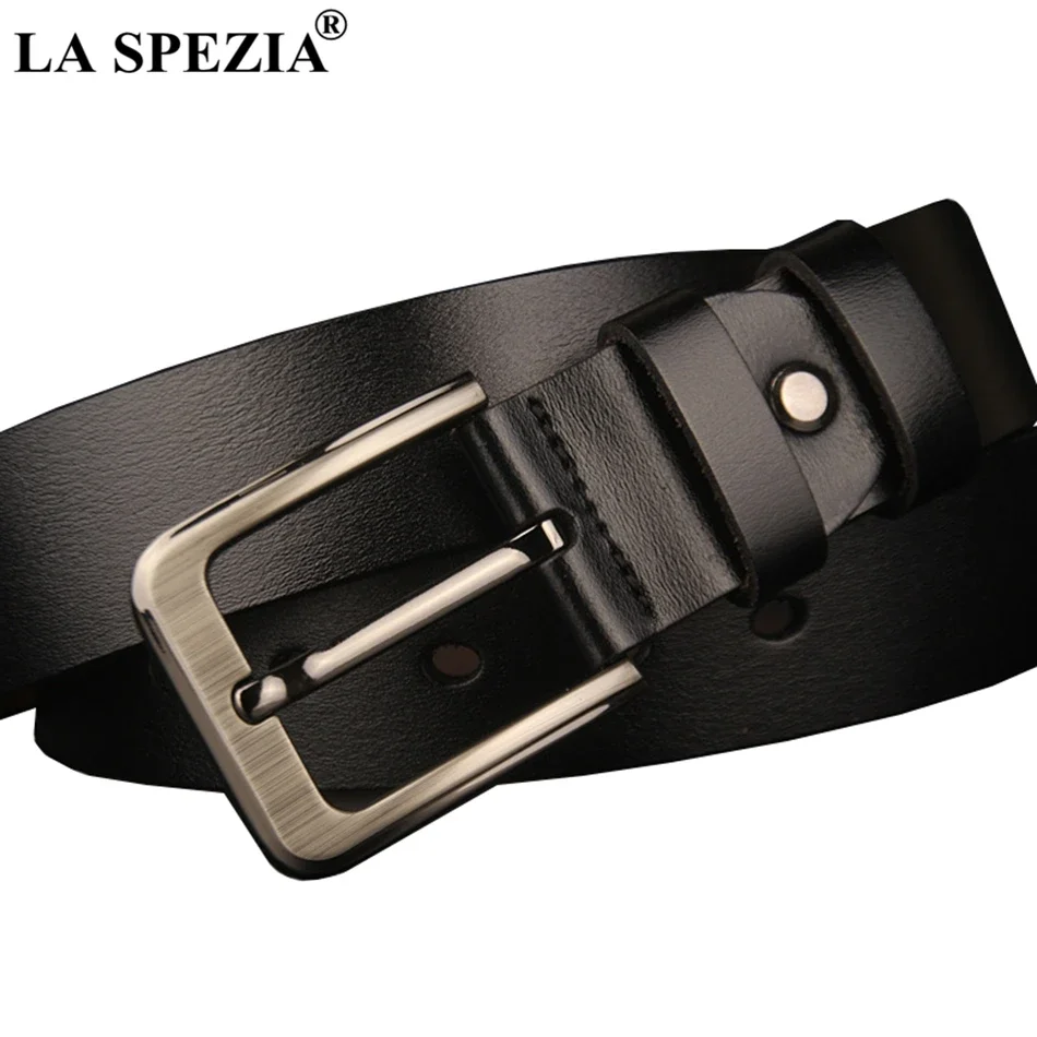 LA SPEZIA البني الرجال حزام 160 سنتيمتر حجم كبير حزام جلد طبيعي حجم كبير دبوس مشبك أسود كلاسيكي الذكور حزام جلد البقر للسراويل #5