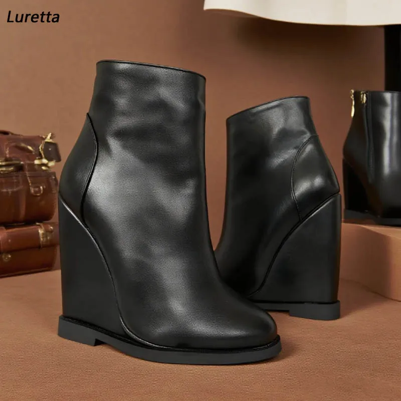 

Luretta Artisan Crafted Pink Wedge Heel Boots - Ankle Length Zip Boots with Wedge Sole Ladies US Plus Size 5-20