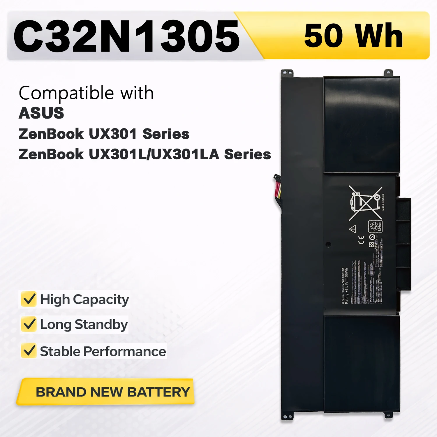 PowerHub C32N1305 11.1V 50Wh Laptop Battery For ASUS ZenBook UX301 UX301L UX301LA Replace C32N1305