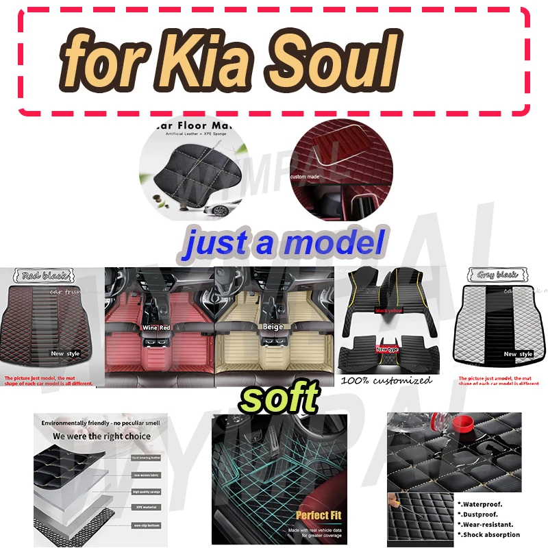 

LUXURY Carpets For Kia Soul 2016 2015 2014 2013 2012 2011 2010 Floor Mats Styling Interior Decoration Leather Car Floor Mats