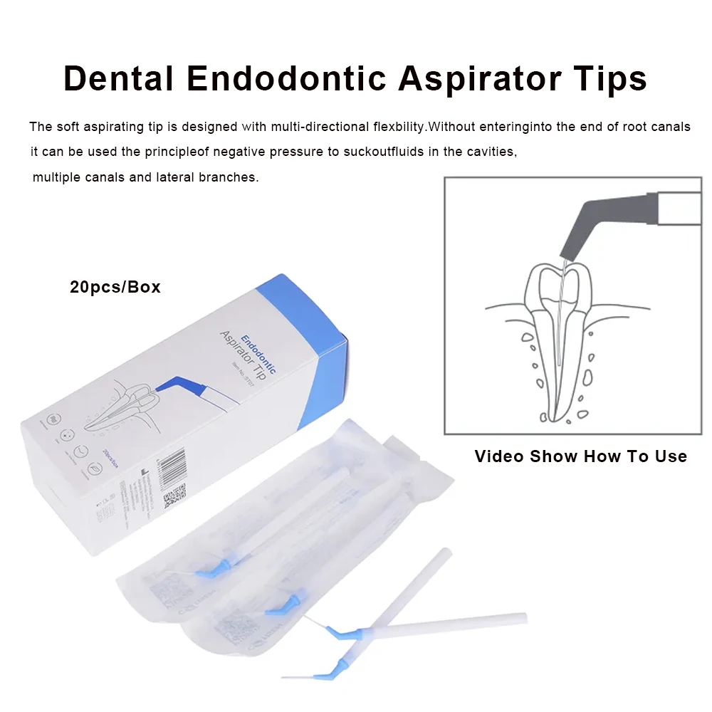 Cotisen Dental Endodontic Aspirator Tips Disposable Saliva Ejectors Soft Flexible Multi Directional Surgical Tip 20Pcs Dentistry