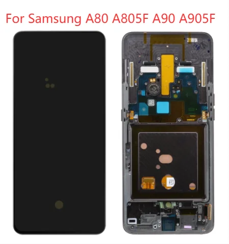 Original AMOLED Display For Samsung Galaxy A90 A905F LCD  Display Touch Screen Panel Assembly For Samsung A80 A805F With Frame