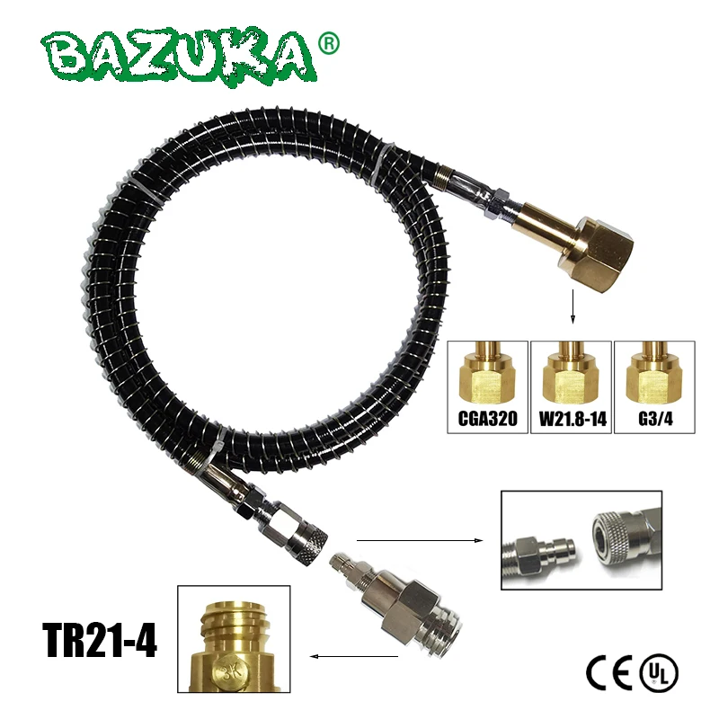 Soda WaterAccessory Maker naar externe Co2-tankcilinderadapter en slangset W21.8-14 G3/4 CGA320 met snelkoppelingsconnector