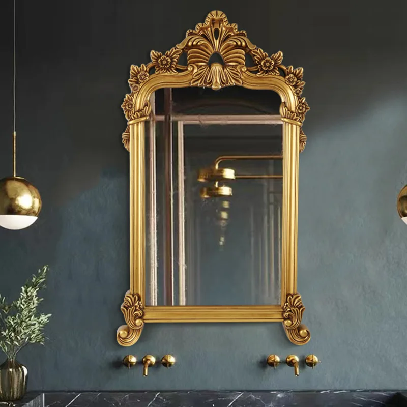 

Bathroom mirror European retro bathroom mirror Dressing Home restaurant Wall hanging porch decorative