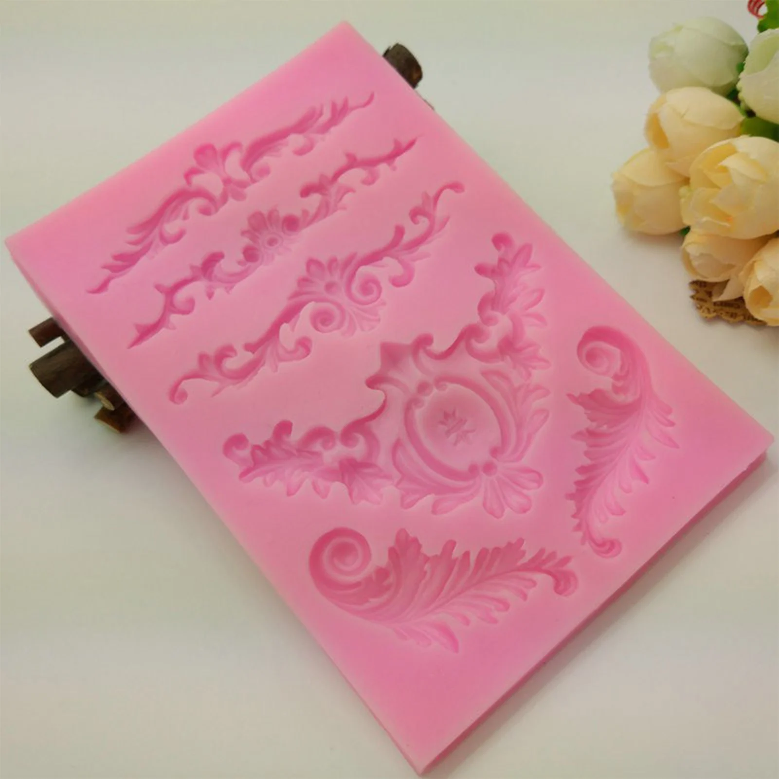 Baroque Relief Silicone Mold 3D Sculpted Scroll Curlicues Filigree Mold for Cake Decorating Cupcake Toppers SAL99