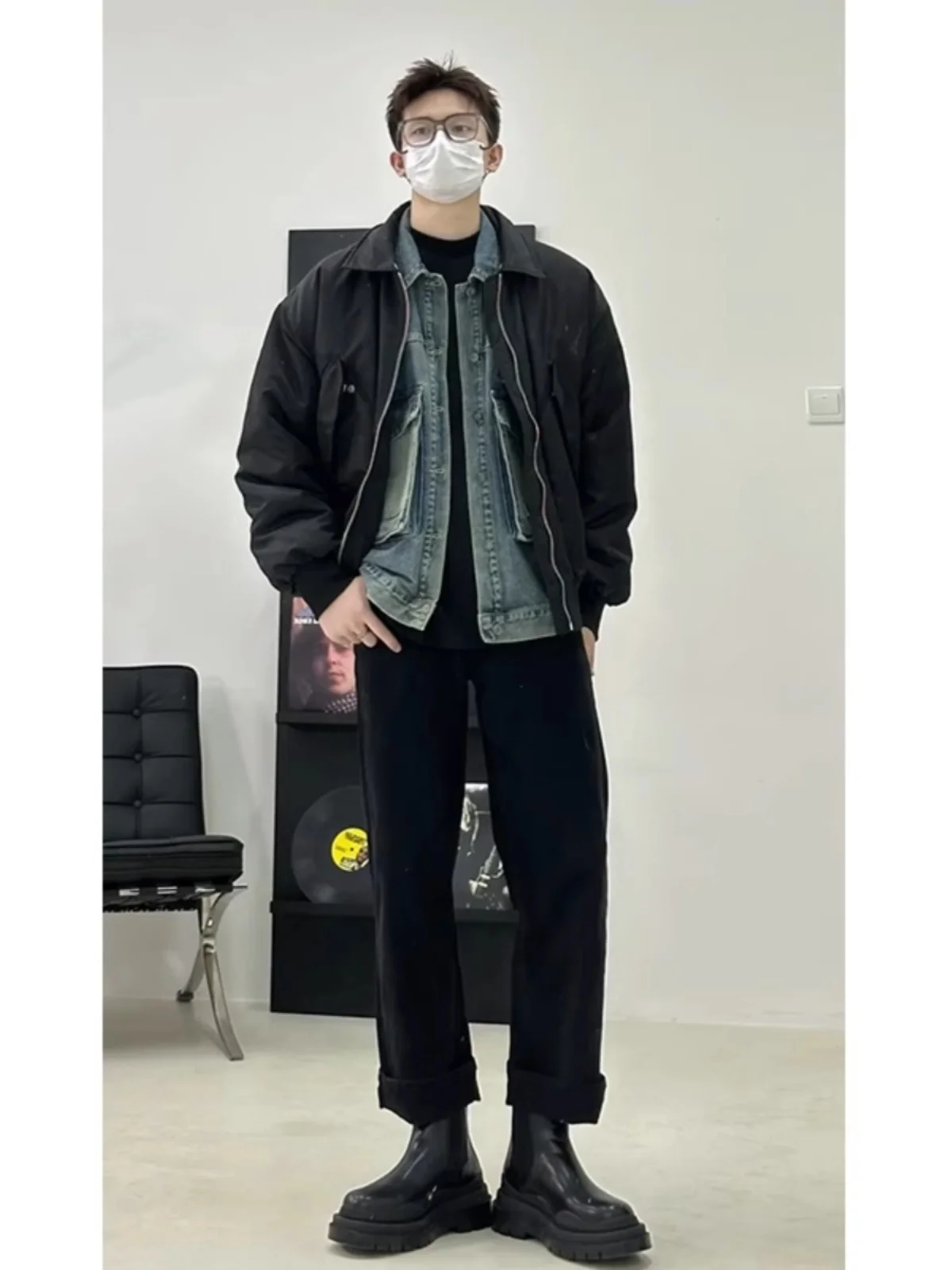 

Мужские ботинки челси Pure Bla Fce на подкладке, осенне-зимние джинсы прямого кроя, джинсы High Street Sle Slim Fit, молодежная мода