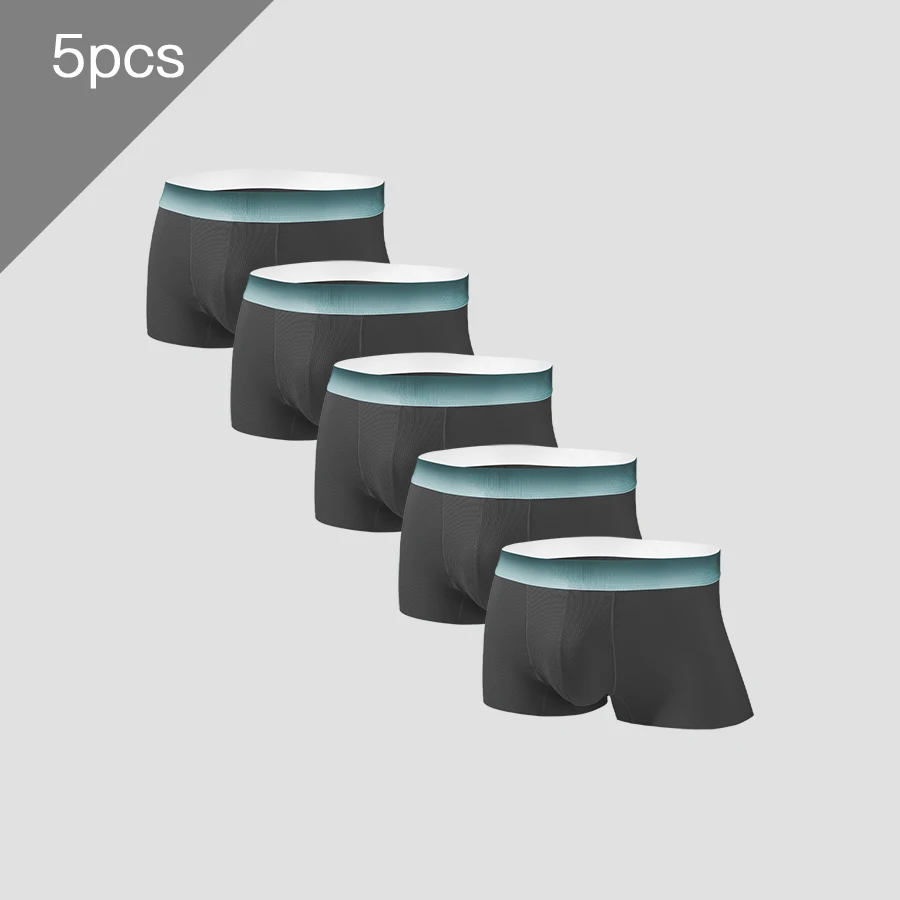 

5pcs Men's ice silk underwear with a bullet-style separation design. Men's underwear made of modal material in boxer style