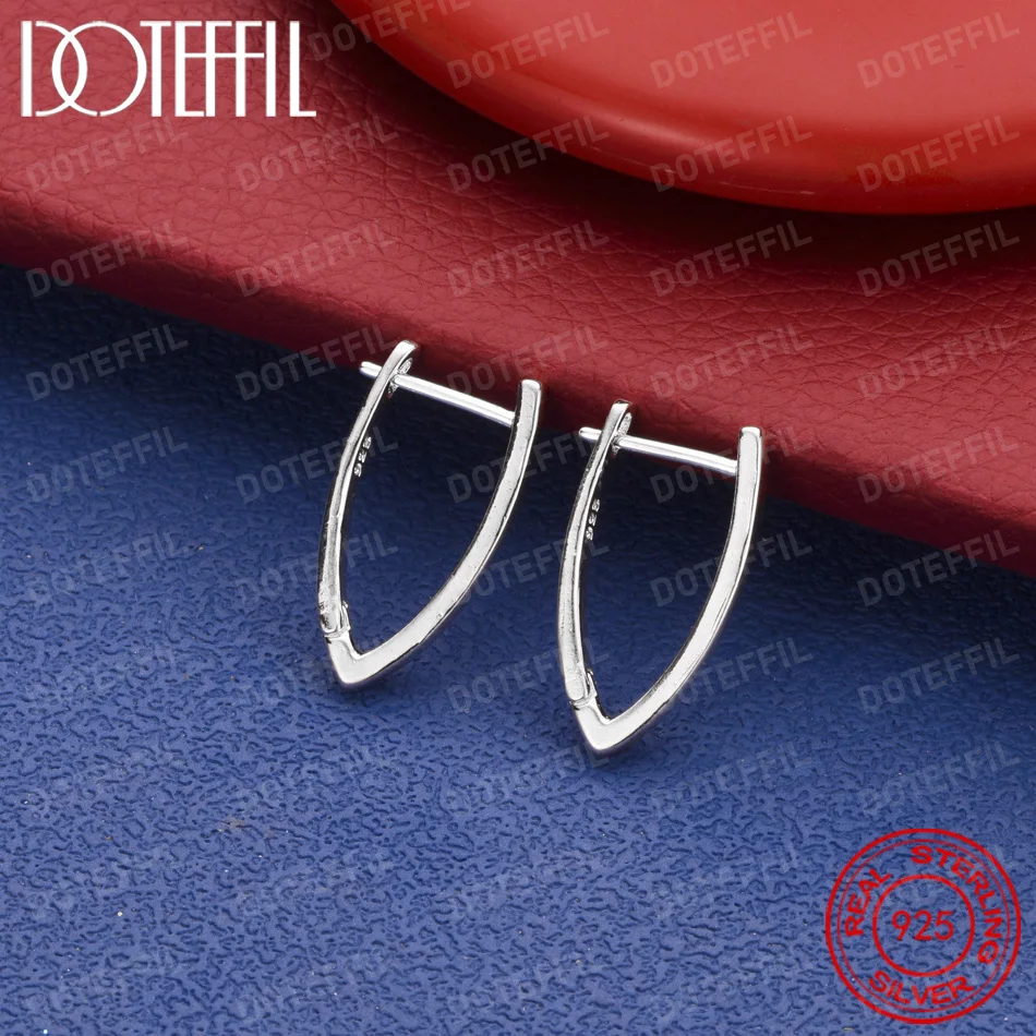 925 Sterling Silber 20mm Filigrane Geometrische V-förmige Ohrringe für Damen, Modisches Hochzeits- und Partygeschenk Schmuck