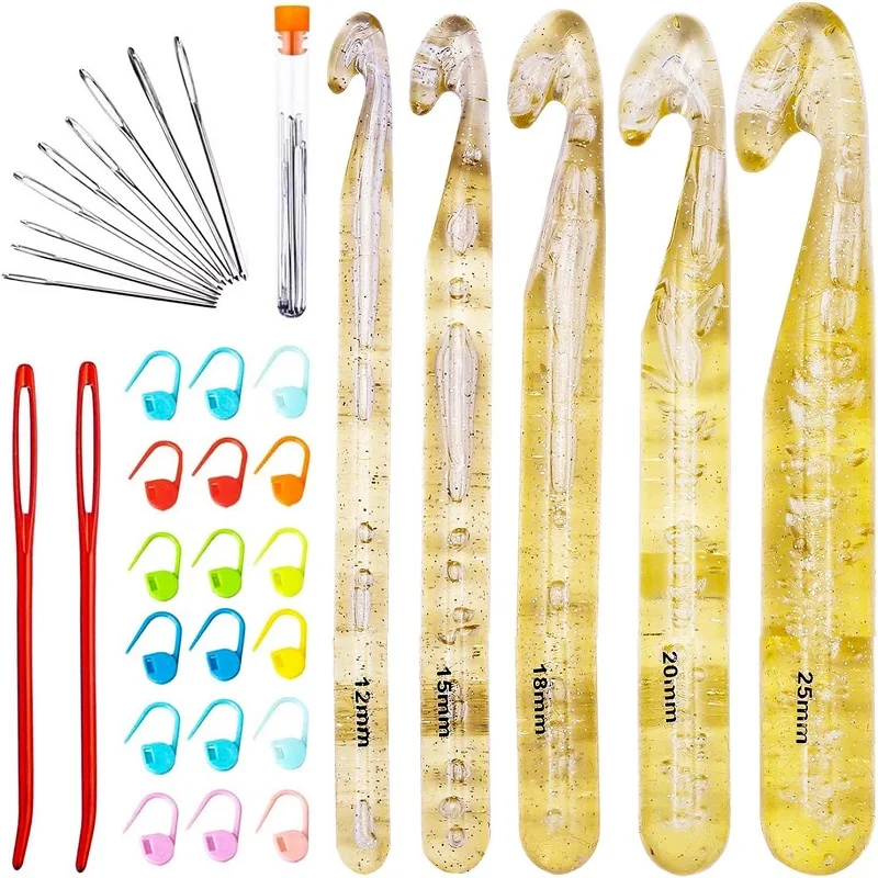 

Набор спиц для вязания крючком BUDDUR с маркером для стежков и большими иглами с тупыми глазами для плетения ткани, инструменты для рукоделия ручной работы «сделай сам»