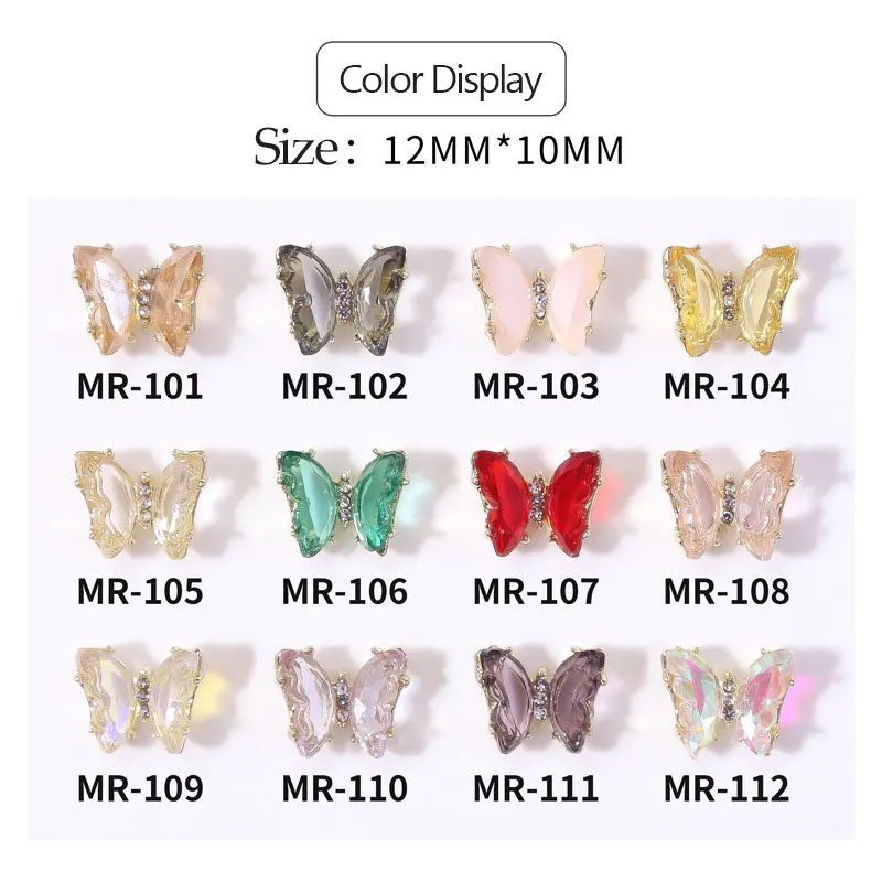 

Parkson 10pcs/Set Butterfly Nail Gems Crystal Butterfly Rhinestone 3D Fingernail Decoration Crystal Nail Art Manicure Fashion