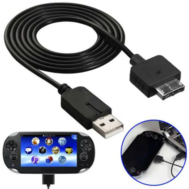 Cabo USB Transfer Data Sync Charger, cabo de carregamento para PS VITA, Sony PS Vita PSV 1000, 1m