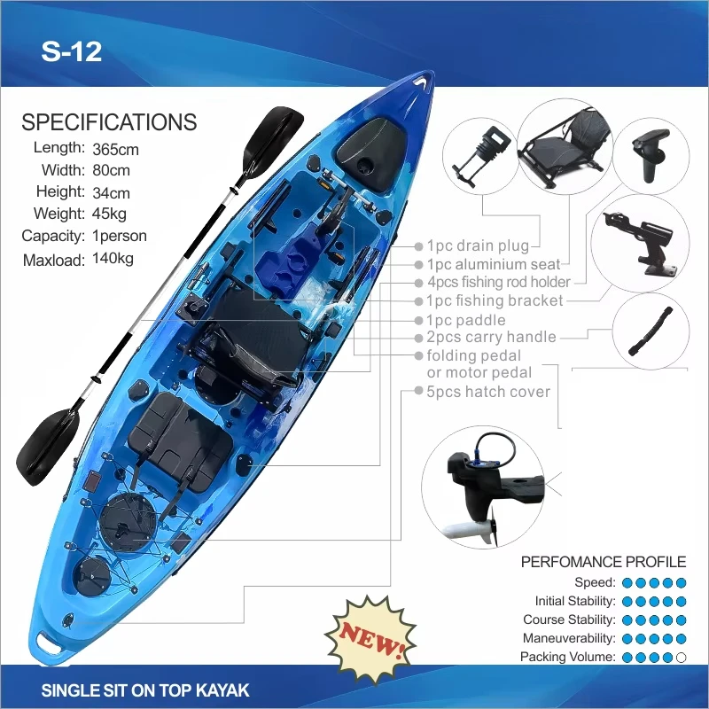 قوارب الكاياك البلاستيكية الشهيرة لصيد الأسماك مع ملحقات واحدة لكل شخص #3
