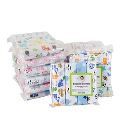 4pcs/pack 100% Cotton Flannel Diapers Supersoft Receiving Baby Blanket Newborn Wrap 76x76cm Baby Bedsheet Print Blanket Swaddle