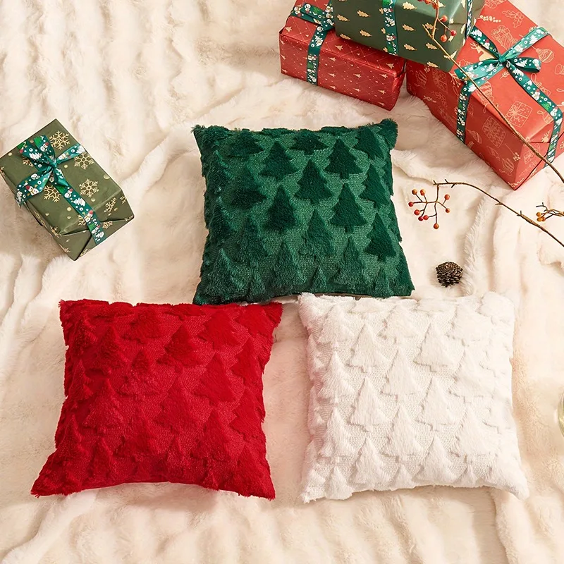 Christmas Decorative Pillow Covers Cushion Cover Couch Plush Throw Pillow Cover Case For Sofa Festivals Winter Home Decor