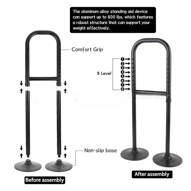 Dual Base Standing Up Assistance Mobility Tool Standing Aid Device 8 Adjustable Height Help Get Up From Floor Mobility Aids Tool