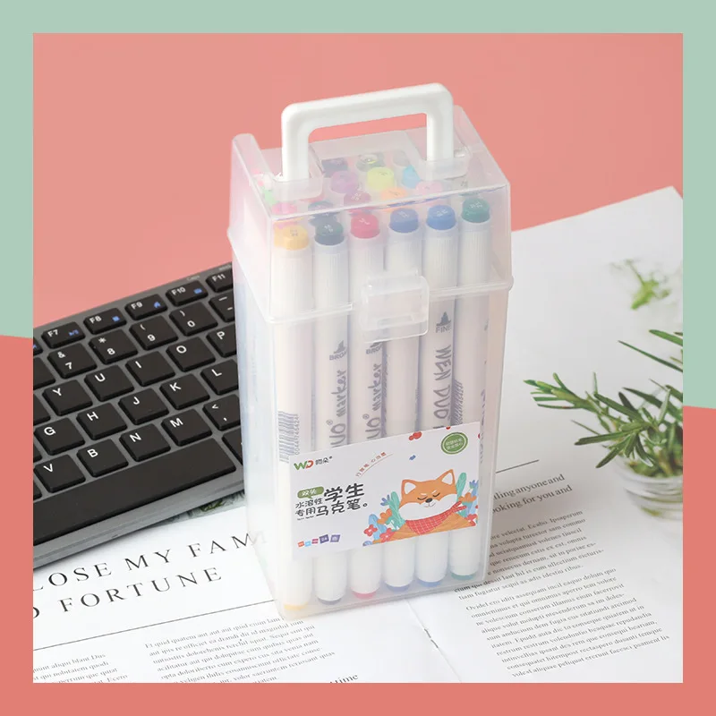 A Box of Double-ended Highlighters Highlighters Art Markers Japanese Cute Kawaii Stationery