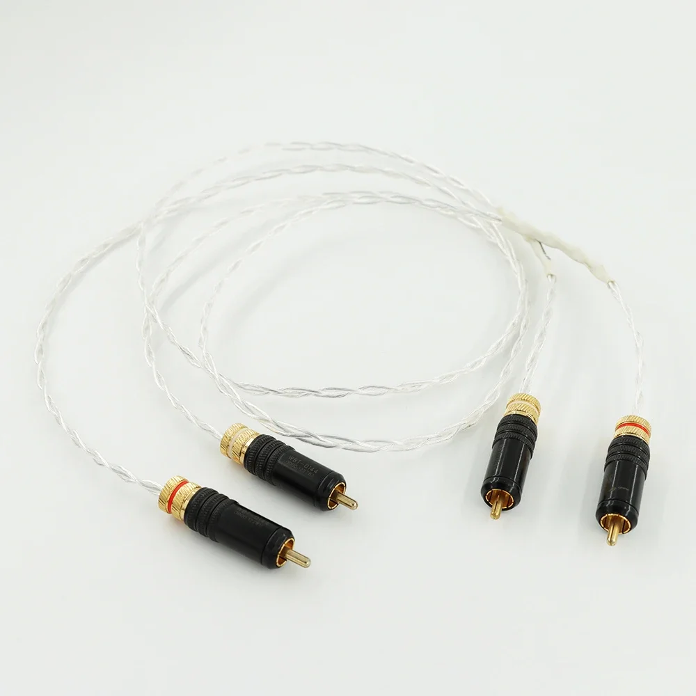 Pair Occ Copper Silver Plated Audio Interconnects Cable,RCA Signal Cable , Extension Cord