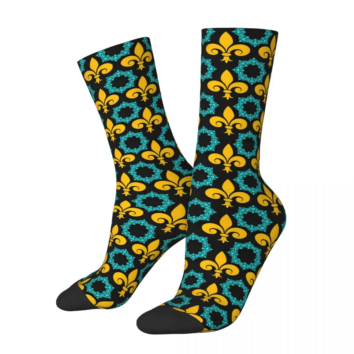 Damask Fleur De Lis Hibiscus Flower Unisex Winter Socks Warm Happy Socks street style Crazy Sock