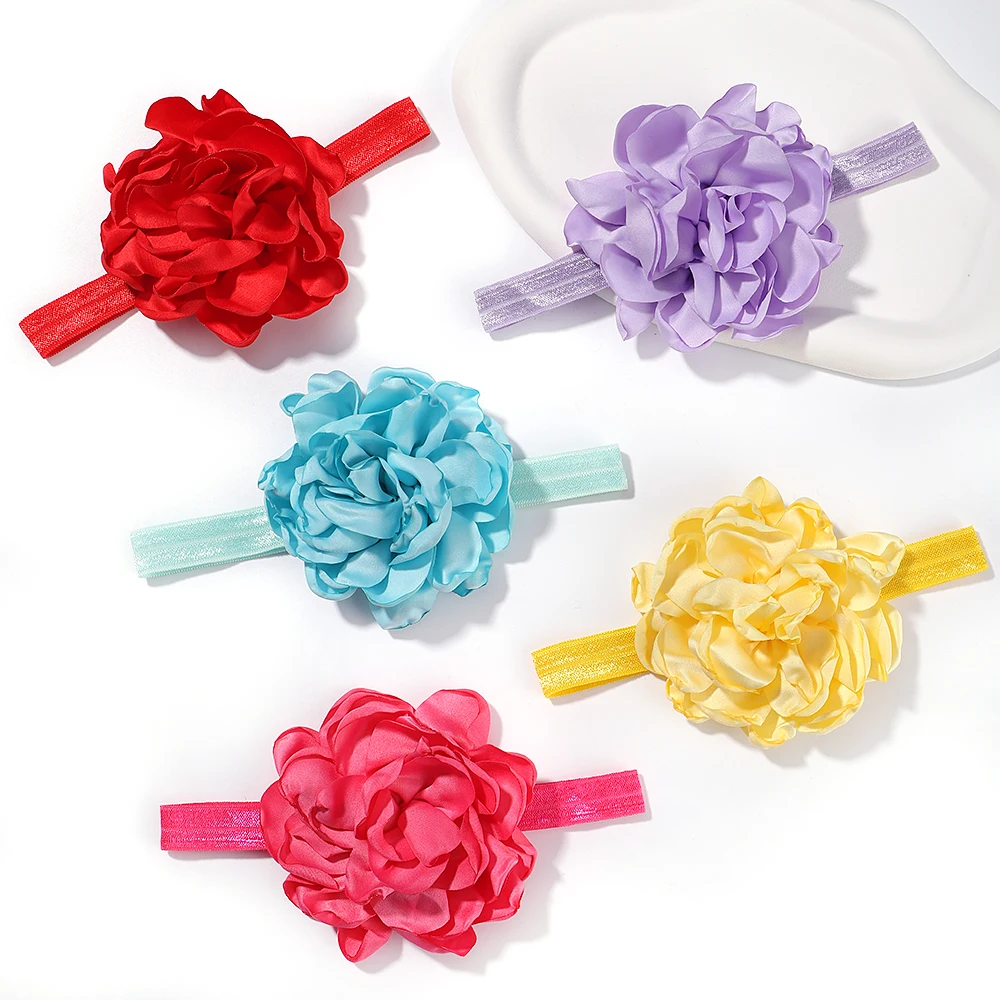 1pcs Girls Elastic Nylon Artificial Flower Headband Children Hair Bands Newborn Infant Photo Shoot Kids Baby Hair Accessories