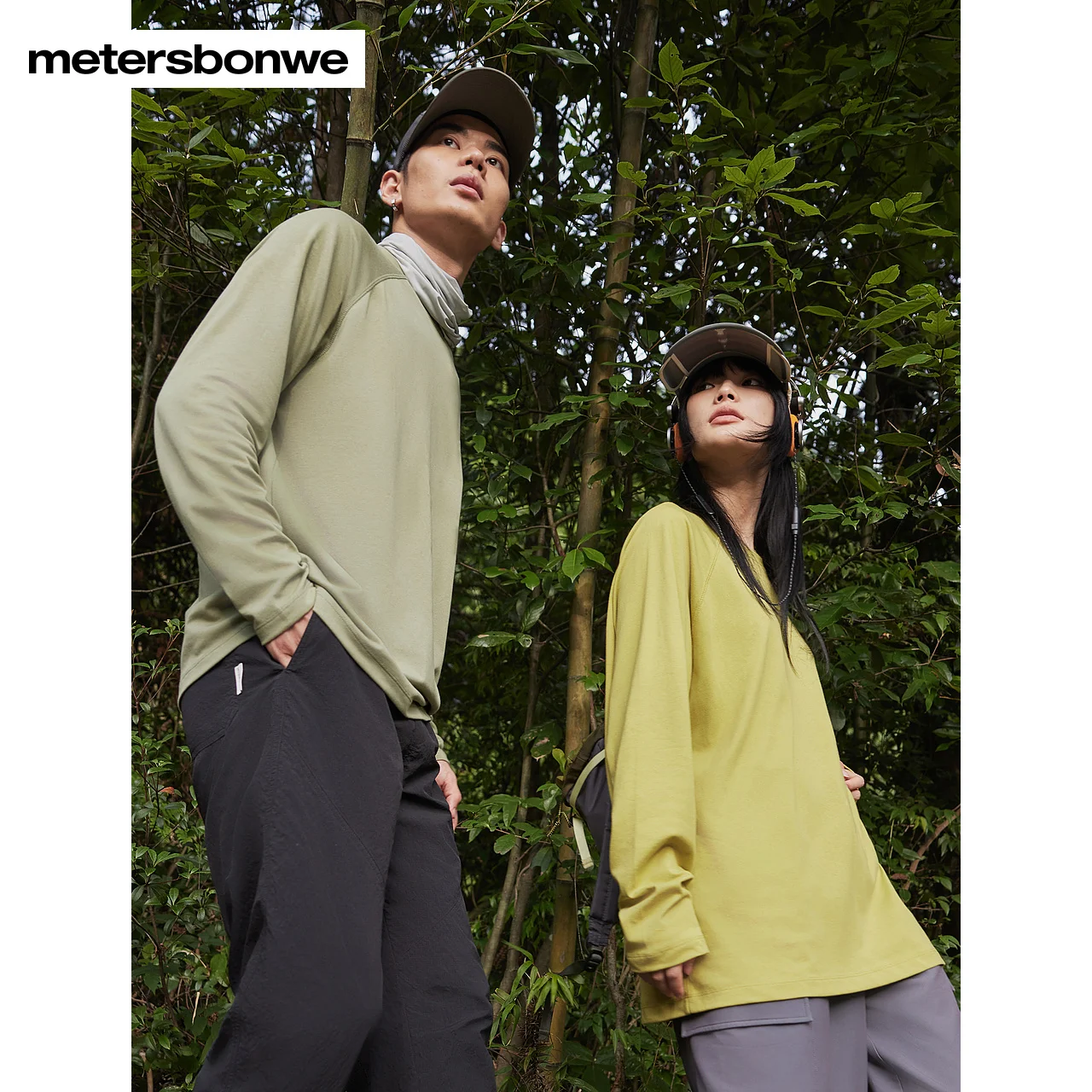 Metersbonwe-Camisa de manga larga con logotipo para hombre y mujer con estampado al aire libre, camiseta de secado rápido de Color sólido, camisetas cómodas Perennial