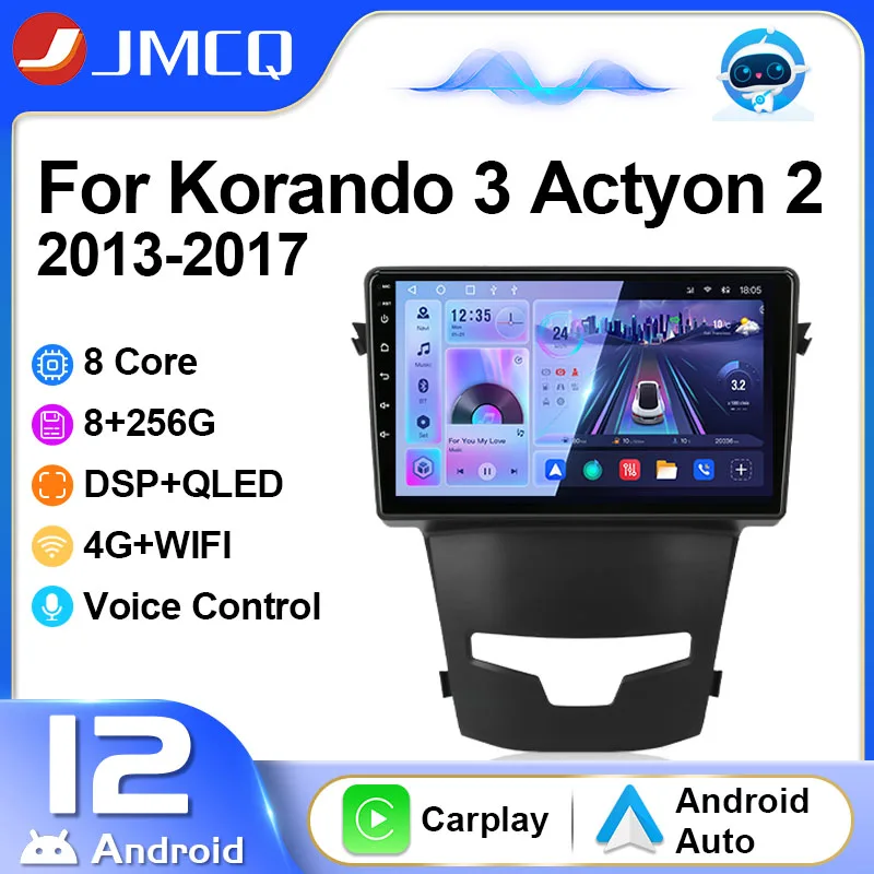 

JMCQ 2Din Car Radio Multimedia Player for SsangYong Korando 3 Actyon 2 2013 - 2017 Navigation Wireless Carplay 4G Android 12