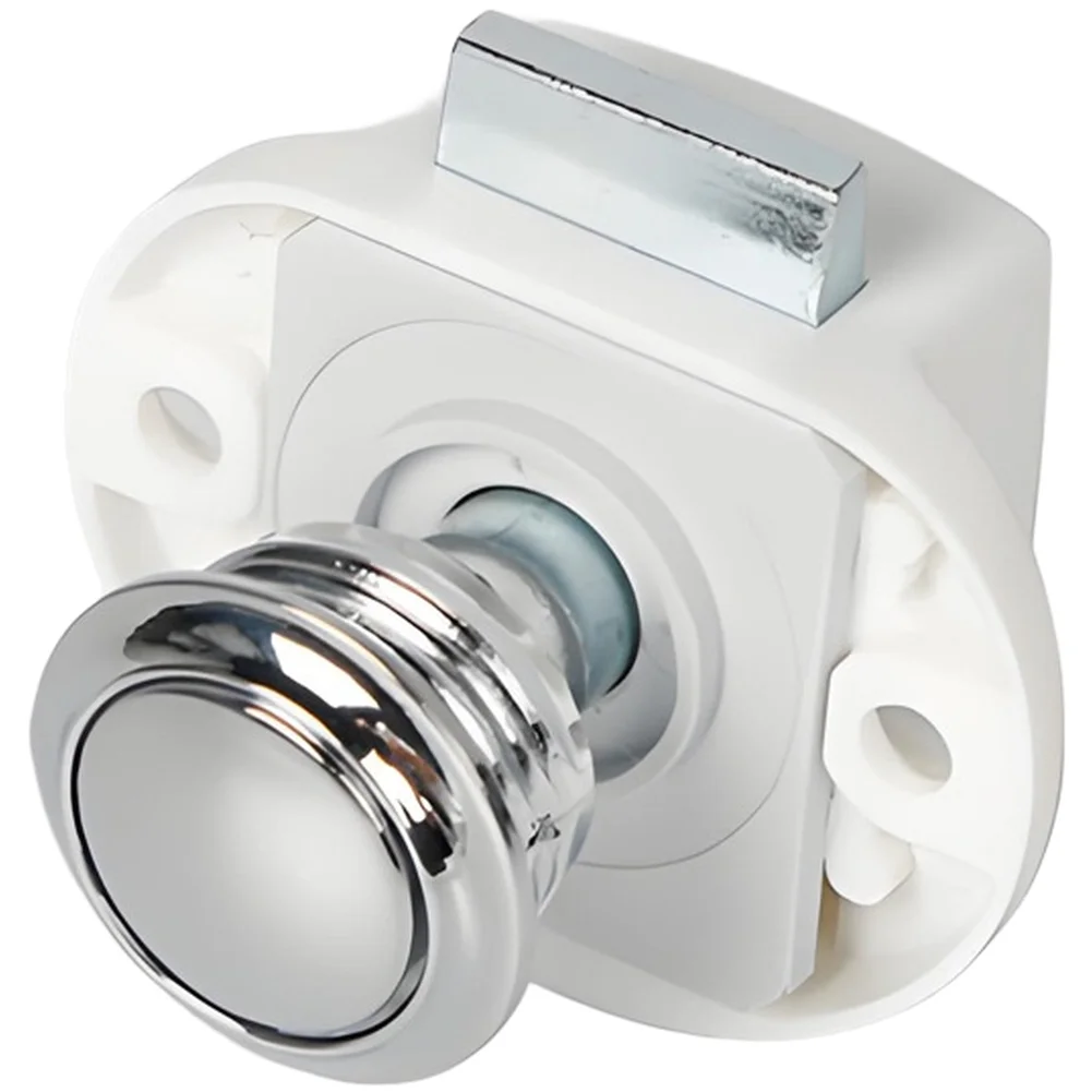 Push Button Operated Cabinet Latch Lock for RV Boat Camper Zinc Alloy Build Suitable for Drawers and Furniture
