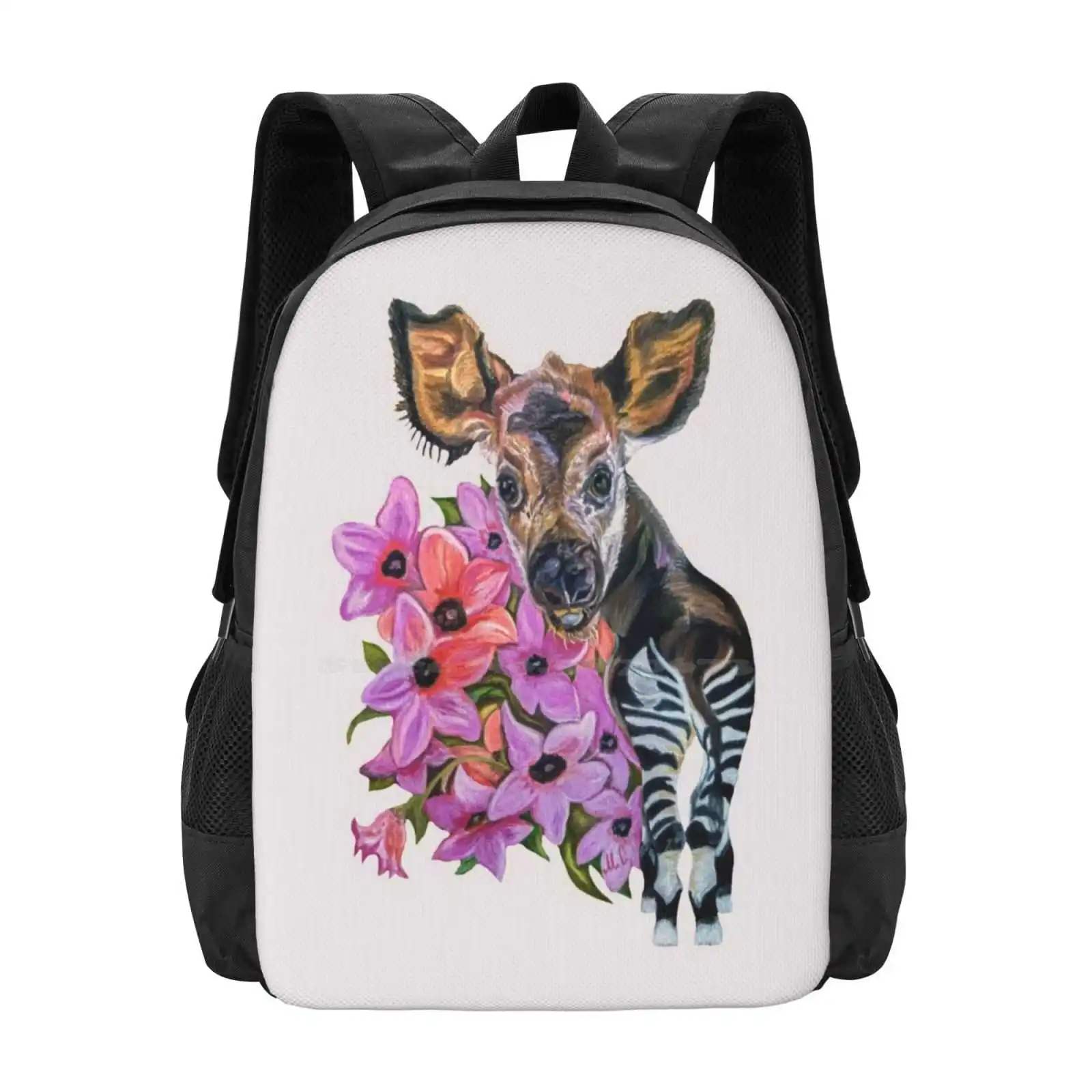 Mochila de diseño con estampado 3D para bebé, bolsa de estudiante Okapies, cebra, jirafa, jirafa, congolesa, animales lindos, bebé, animales africanos