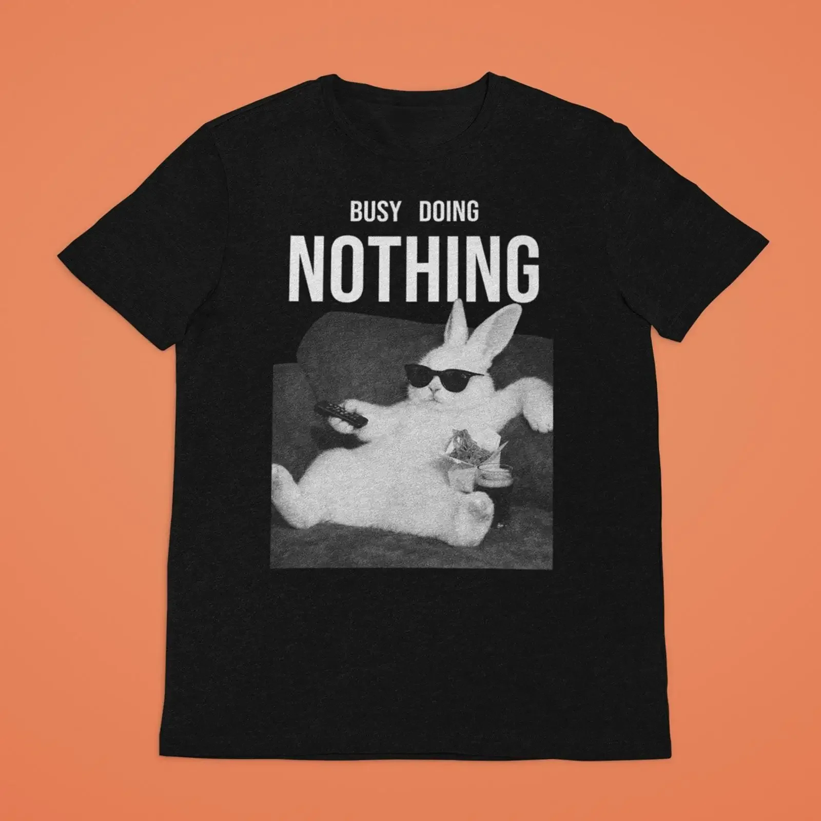 Busy Doing Nothing T Shirt Funny Lazy Rabbit Relaxed IntroverT vintage Washed streetwear Stylish Top For Everyday Wear Unisex