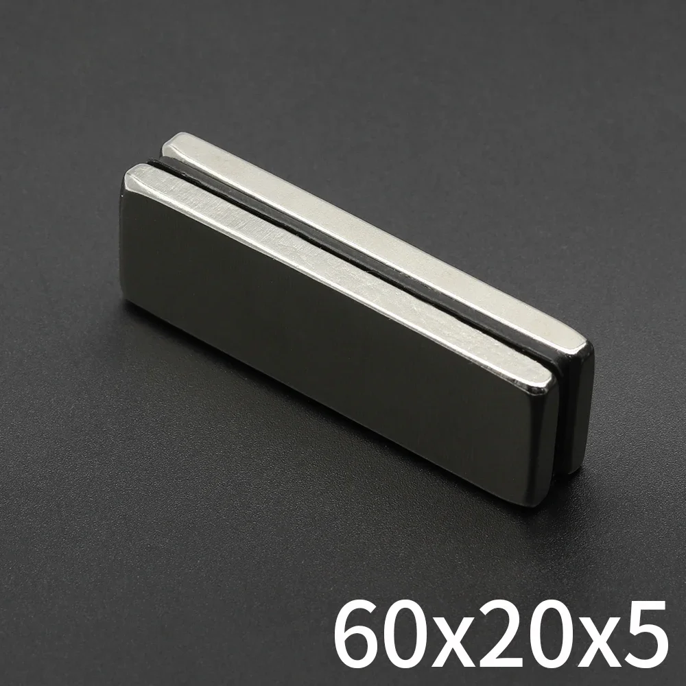 

60X20X5MM Block Super Strong Magnet Powerful Neodymium Magnets N35 NdfeB Permanent Magnetic imanes Refrigerator Magnet