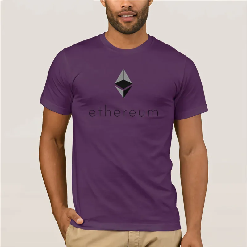 Men\'s casual fashion 100% Cotton T shirt round neck cool man\'s Ethereum Original ETH logo Summer Mens T Shirt