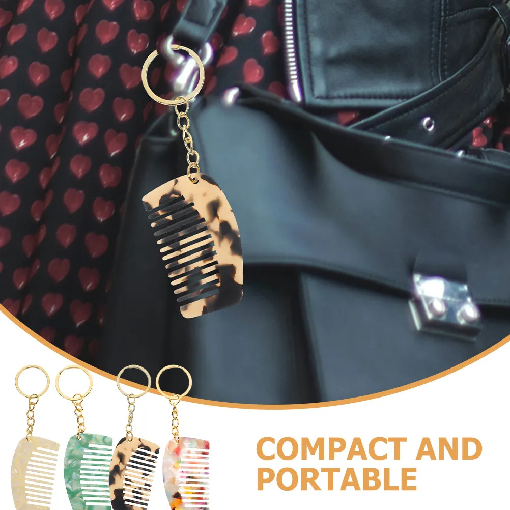 4Pcs Mini Comb Keychains Compact Travel Hair Combs Wide Tooth Detangling for Curly Hair Portable Small Combs Comb Keychain