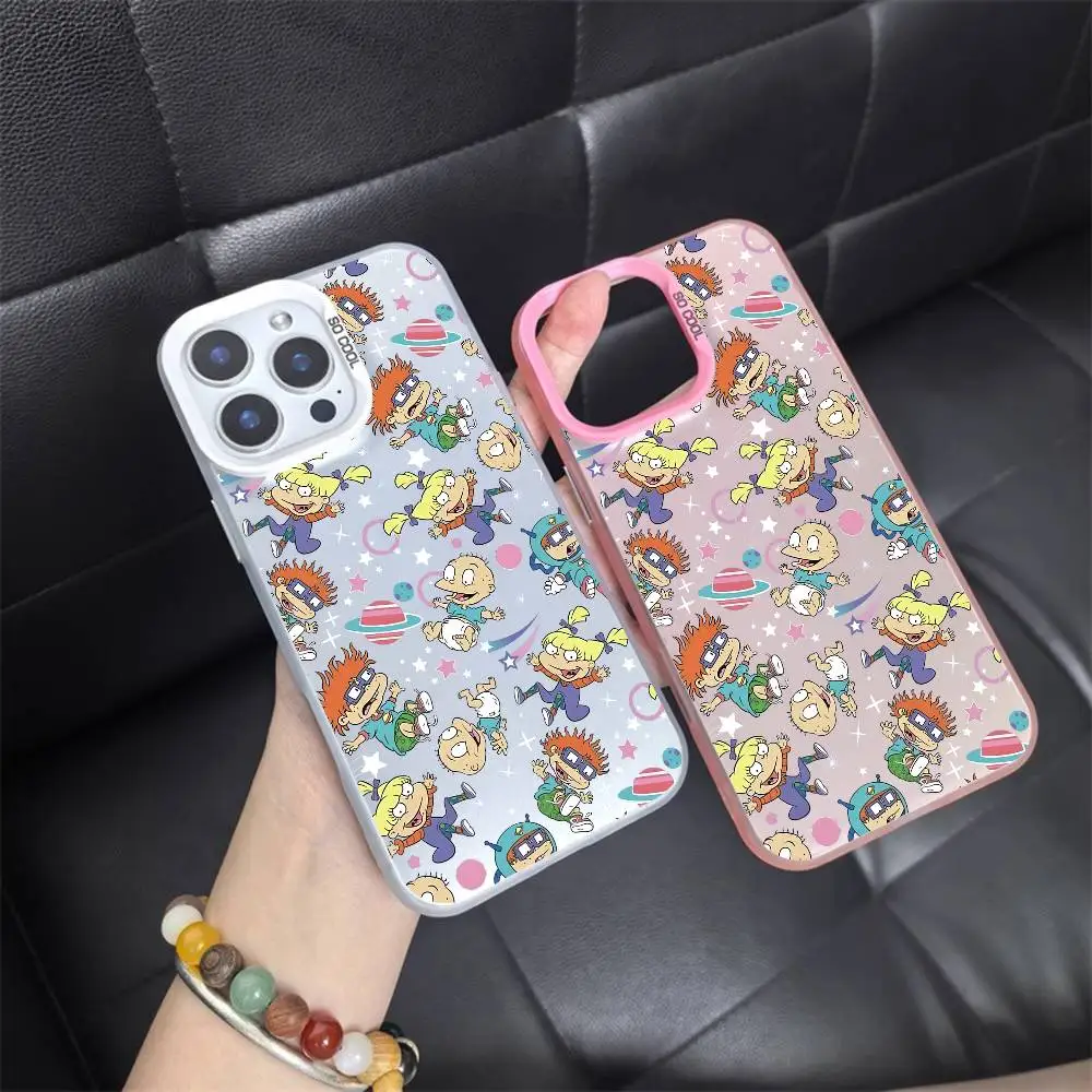 1 قطعة الكرتون Rugrats مضحك جراب هاتف الليزر IMD اللون الفضة شل آيفون 17 16 15 14 13 12 11 الهواء برو ماكس زائد