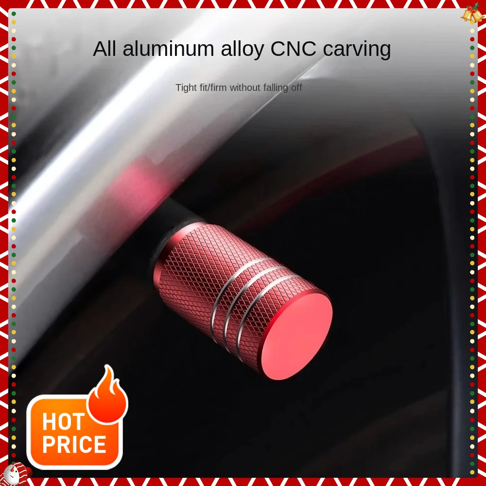 ベストセラー 4個入り ユニバーサルカータイヤバルブステムキャップ – ローレット加工アルミニウムデザイン、空気漏れ防止ホイールエアバルブアクセサリー