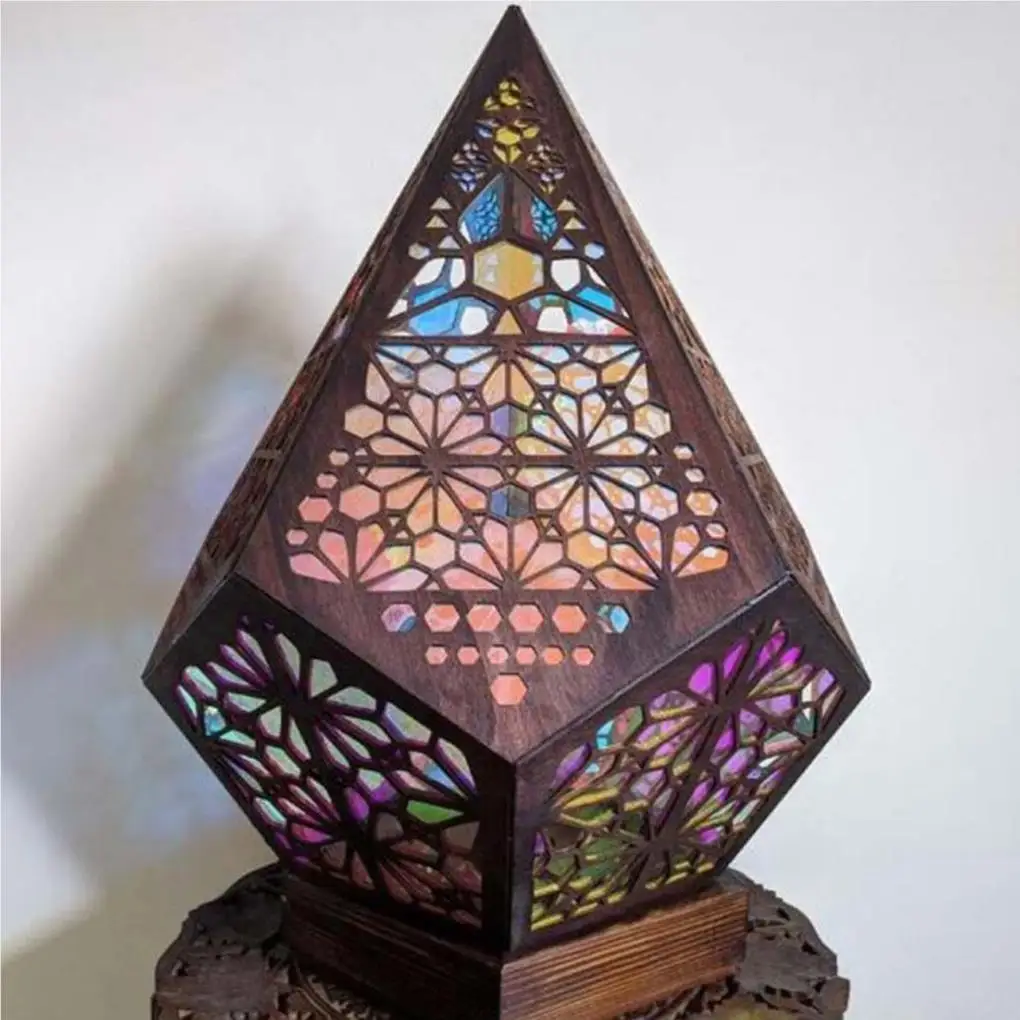 Wood Bohemian Night Light Portable Replacement Cute Stylish 4.5V Home Candlelight Dinner Projector Lamp Decoration