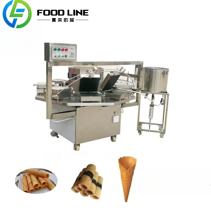 Custom Commercial Waffle Maker Machine Gas Double Stand Up Different Figures Ice Cream Cone Egg Roll Sandwich Maker Machine