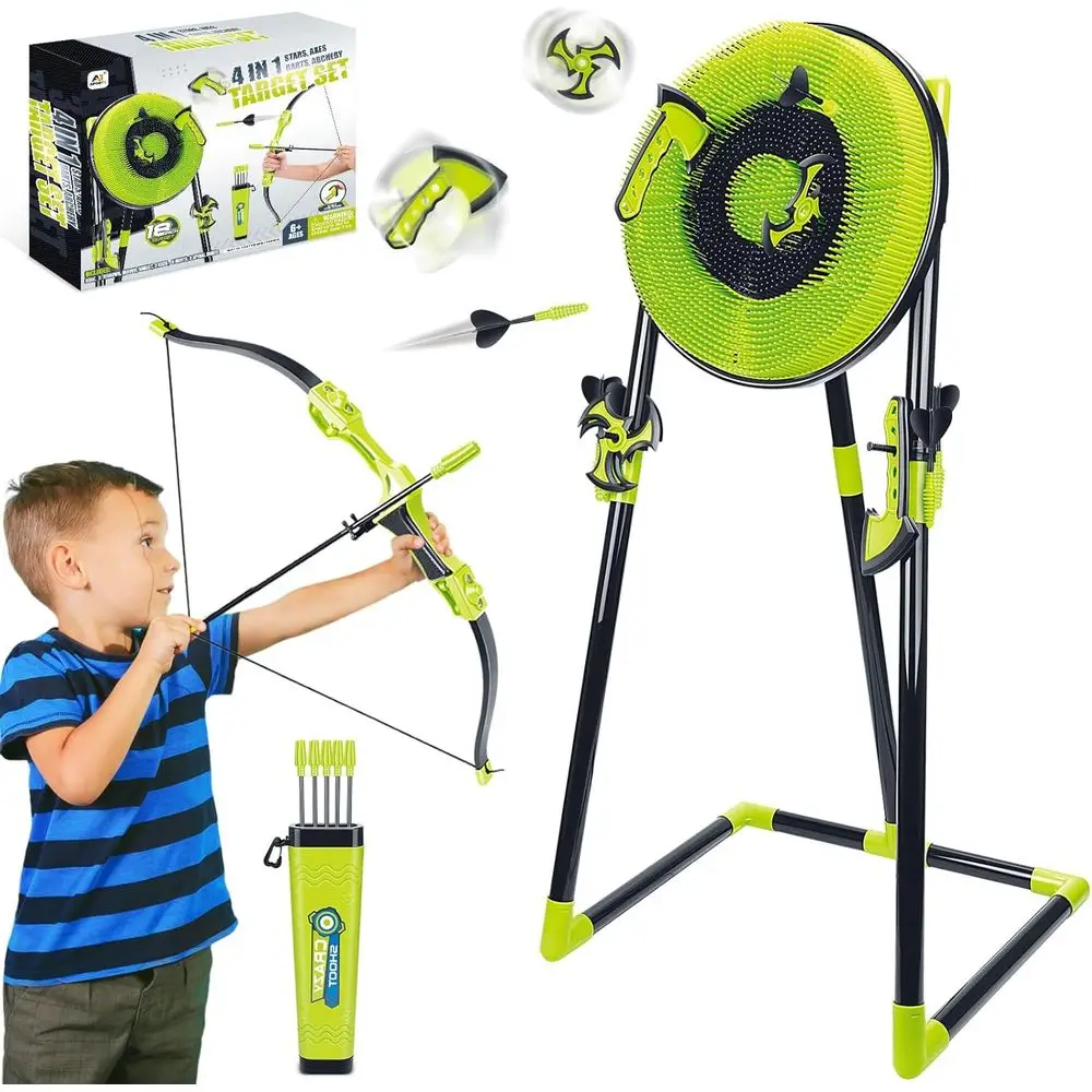 

Outdoor Axe Throwing and Archery Set: Fun Lawn Games for Families with Targets, Bows, Arrows, and Axes