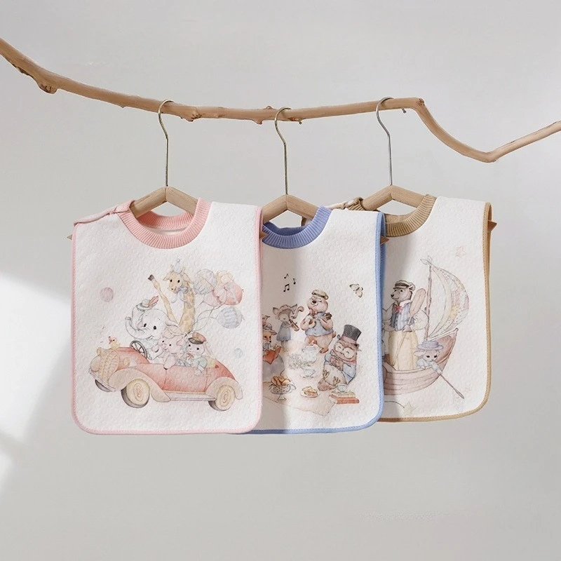 

Baby Safe Waterproof Bib 100% Cotton Front Multi-Use Feeding Drool Bib To Keep Clothes Dry Soft Easy Clean Tooth Brush Towel