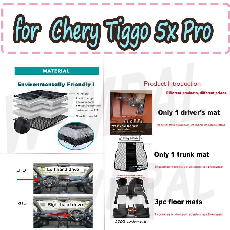 

Роскошный автомобильный коврик из искусственной кожи по индивидуальному заказу для Chery Tiggo 5x Pro 2023, защитный аксессуар для салона вашего автомобиля