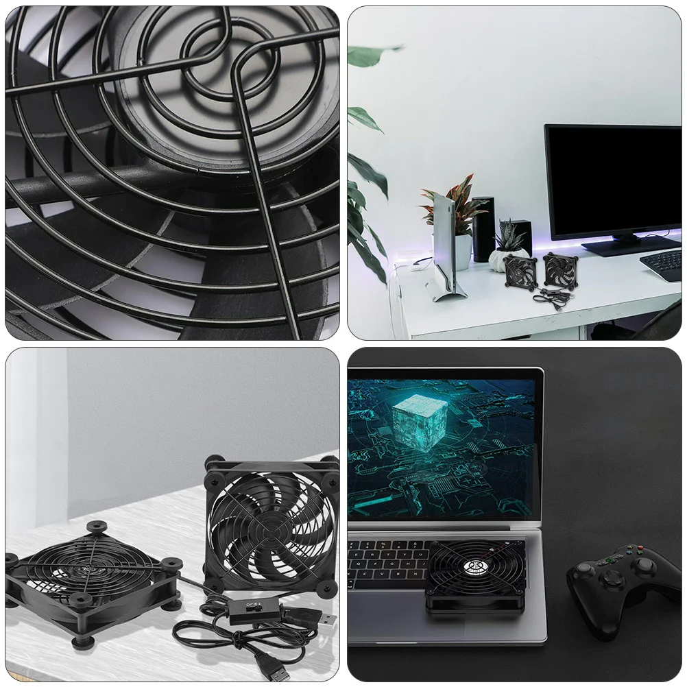 

8cm 5V USB Cooling Fan Mute Set-Top Box Router Radiator Cooler 3 Gears Adjustable Silent Home School Dorm Device Protector