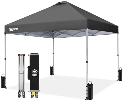 10x10 Pop Up Canopy Tent with One Push Setup, Black | Patented CenterLok, Easy Outdoor Sun Shade for Events, Parties
