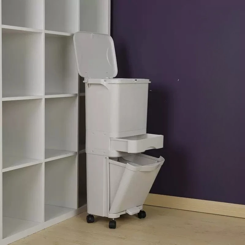 For New Combined Waste Sorting Bin, Thickened 3-Layer Double-Layer Indoor Trash Can