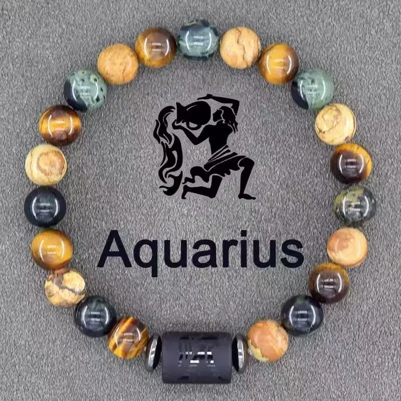 Adjustable Bohemian Birthstone Zodiac Bracelet Natural Uncoated Turquoise Stone Beaded Bracelet for Cancer Virgo Leo Libra Frien