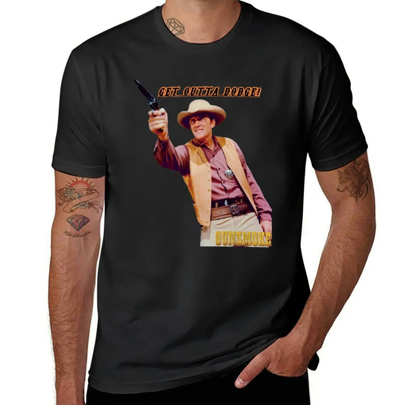 Gunsmoke - Matt Dillon - Get Outta Dodge! T-Shirt oversizeds cute tops tshirts for men